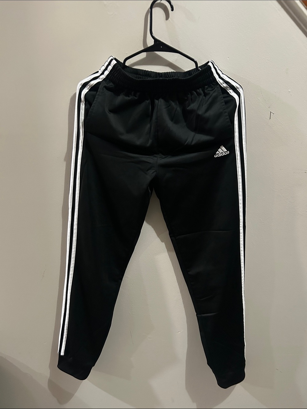 adidas Black Joggers with White Triple Stripes - Kids